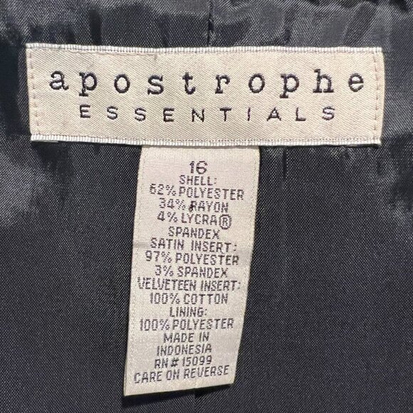 Apostrophe Essentials Black Blazer with velvet & satin detail, Size 16 - Picture 13 of 13